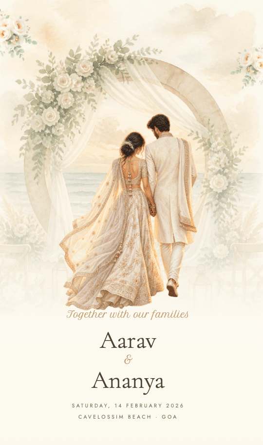 Seashell Vows — Goa Seaside Watercolor